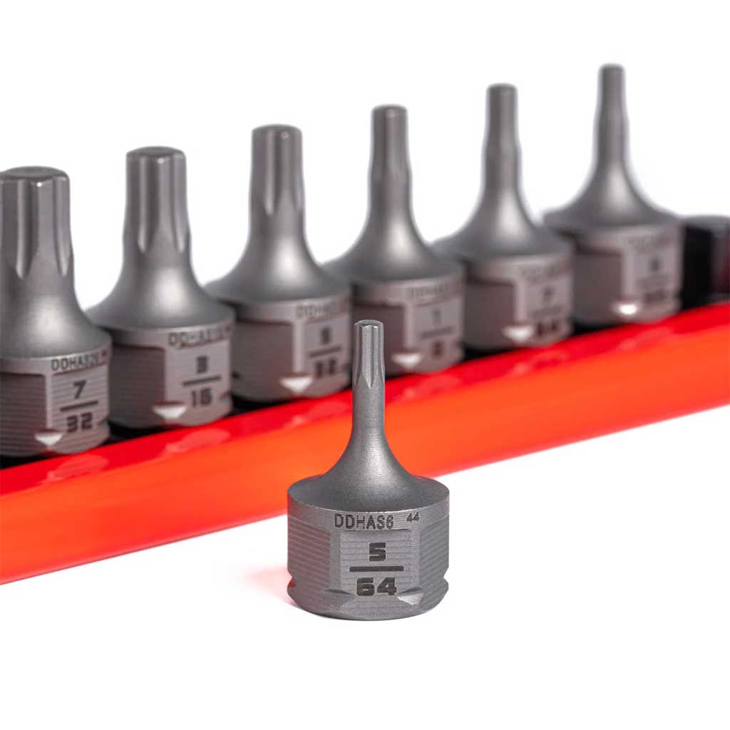 GripEdge DDHAS10S individual SAE hex driver bit on aluminum storage rail