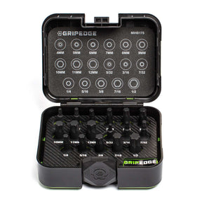 GripEdge MIHB17S 17-piece 3/8-inch drive metric and SAE impact hex driver set in storage case
