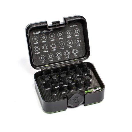 GripEdge MIHB17S impact hex driver set with open storage case