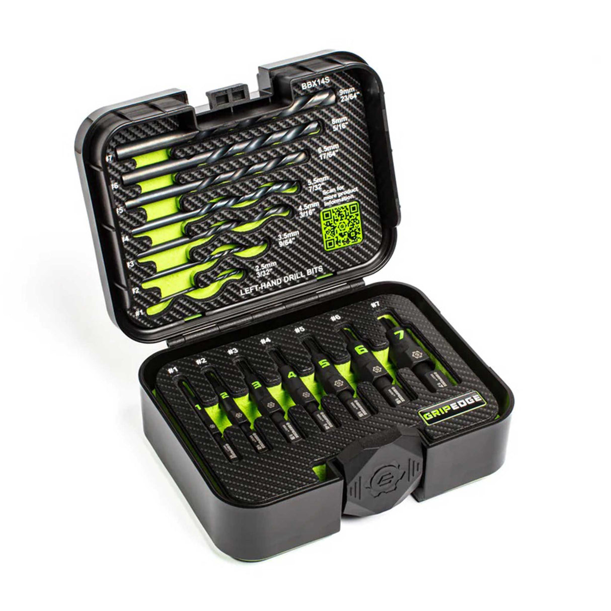 GripEdge BBX14S broken bolt extractor set in open storage case