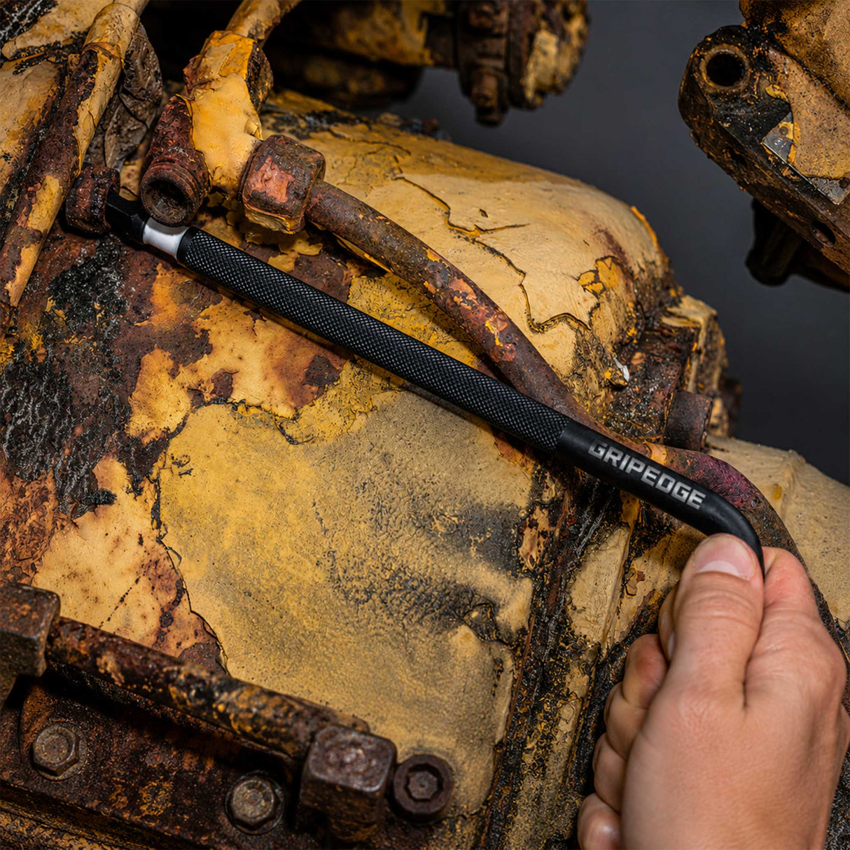 Close-up of GripEdge LKHM9LS RPT hex key engaging a damaged metric fastener