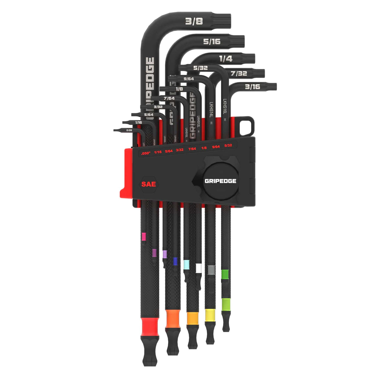 GripEdge LKHS13LS 13-piece RPT long SAE hex key set with locking storage holder