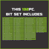 GripEdge MBS132 132-piece bit set contents chart