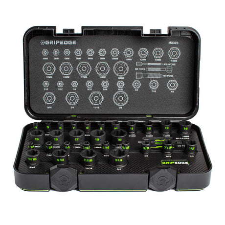 GripEdge MX32S 32-PC Master Socket Extractor Set with metric and SAE extractor sockets