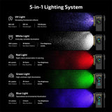 Olight Oclip Pro S white, UV, red, green, and blue light modes with runtime and output specifications
