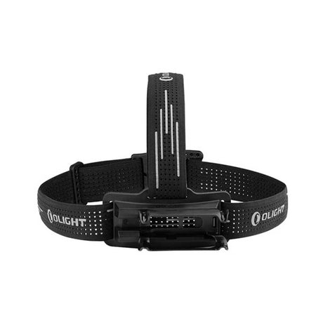 Black headlamp with Olight branding on a white background